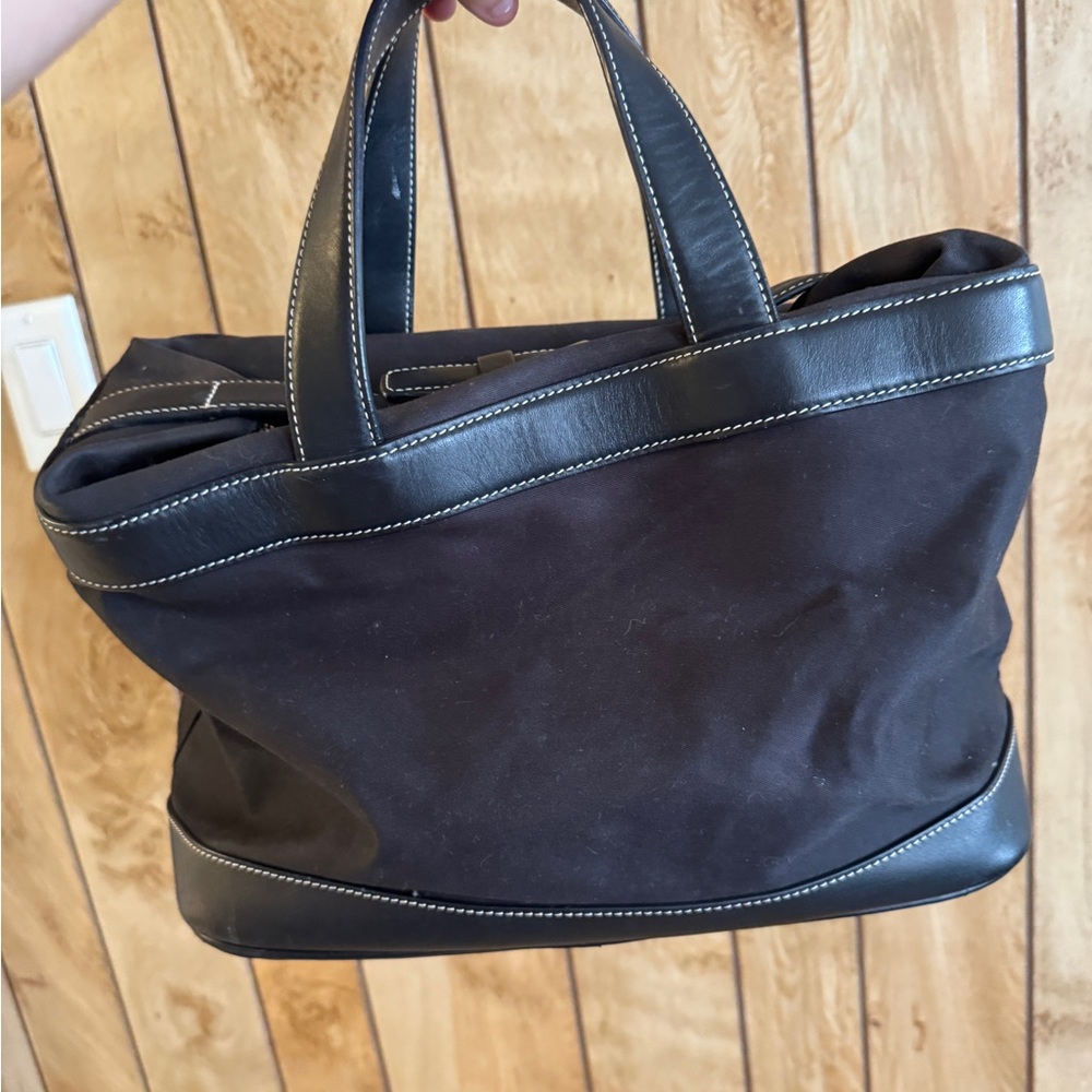 Coach Black Tote Bag with Leather Trim